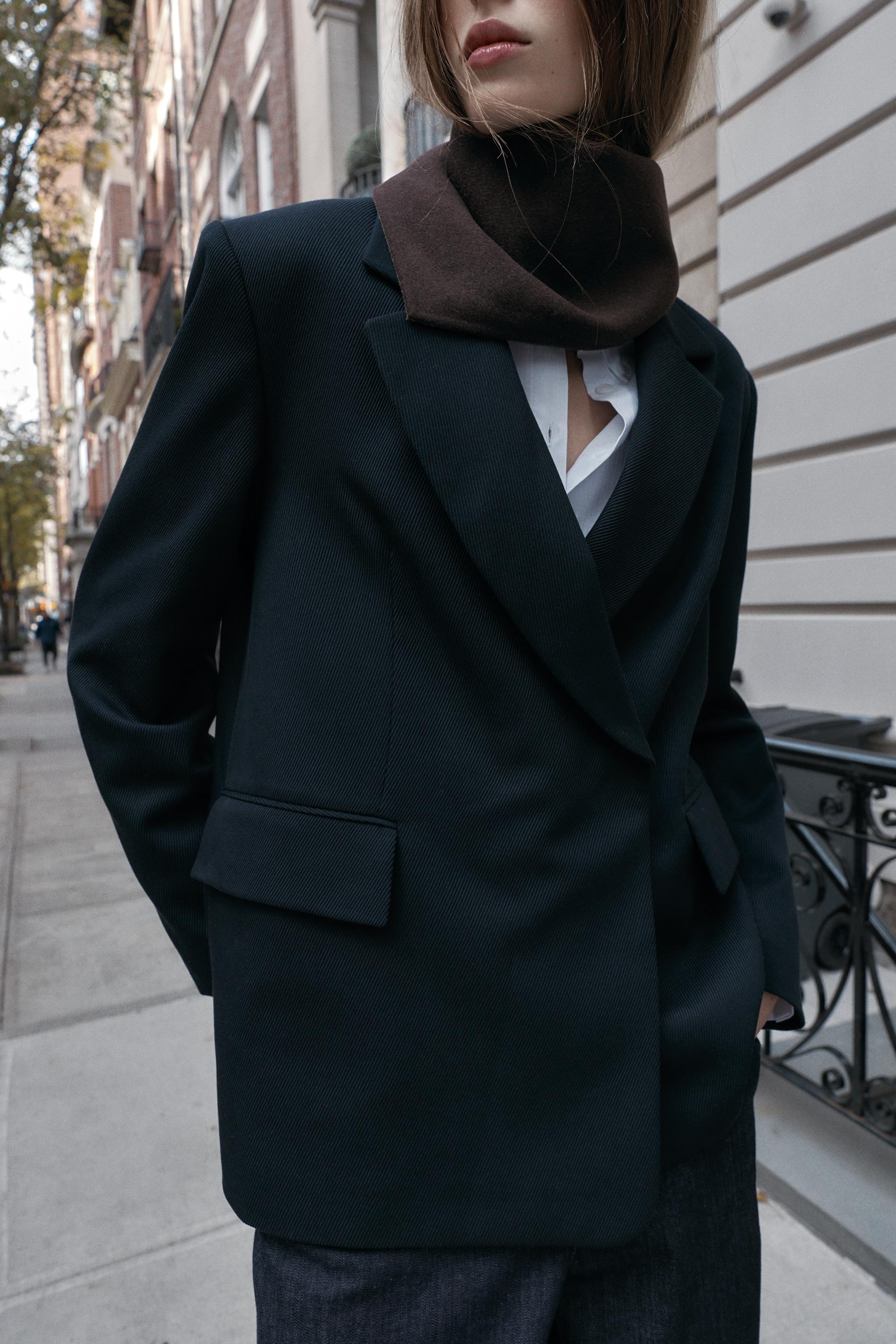 OVERSIZE DOUBLE-BREASTED TWILL BLAZER