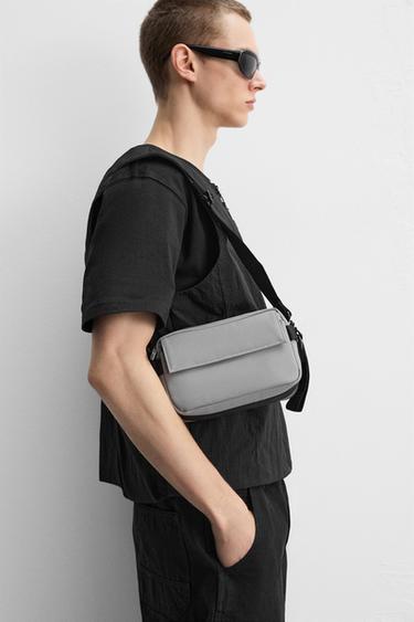 Zara RUBBERIZED CROSSBODY BAG - Gray - Image 0
