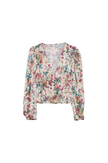 PRINTED VELVET BLOUSE