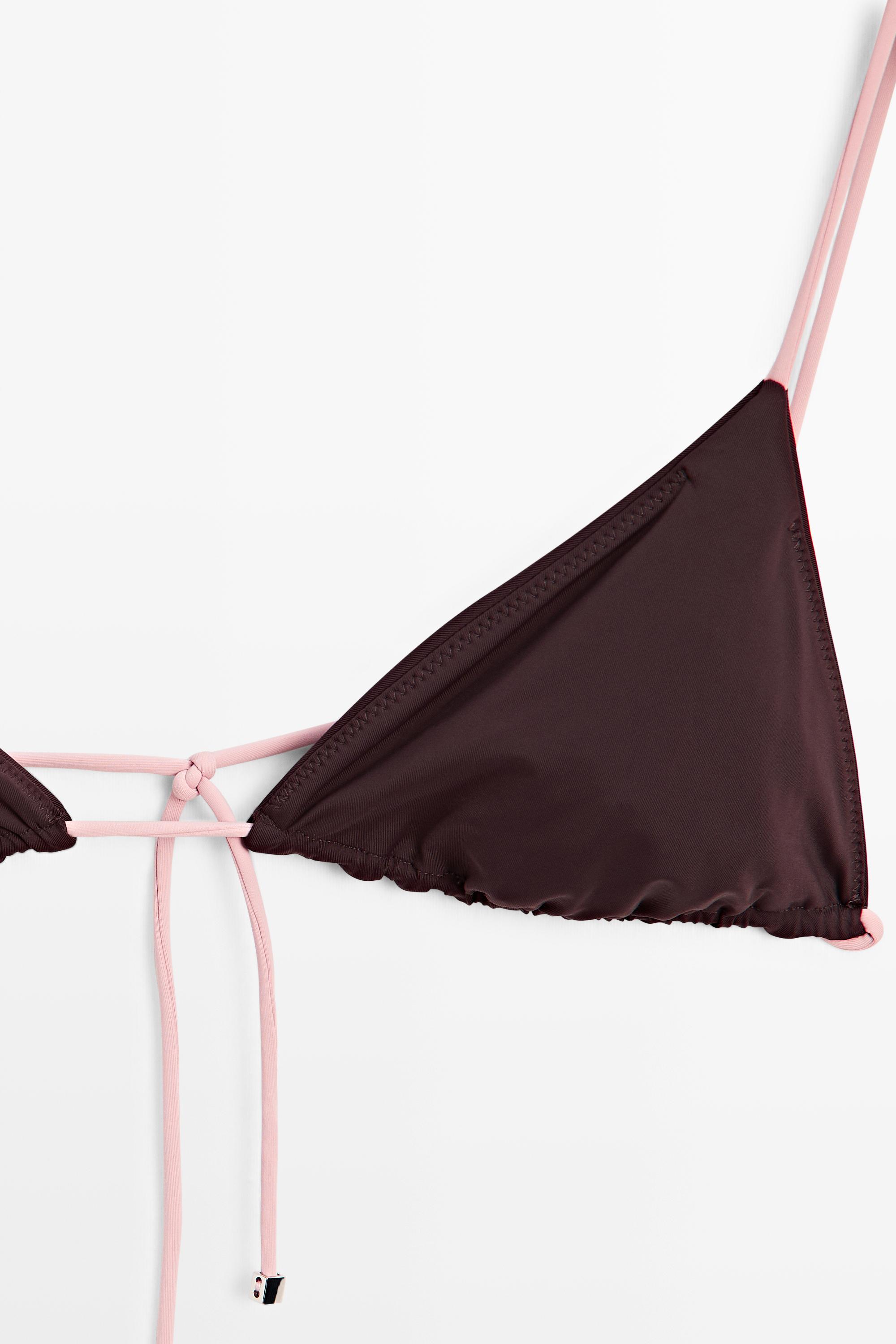 Haut de bikini triangle à nouer contrastant