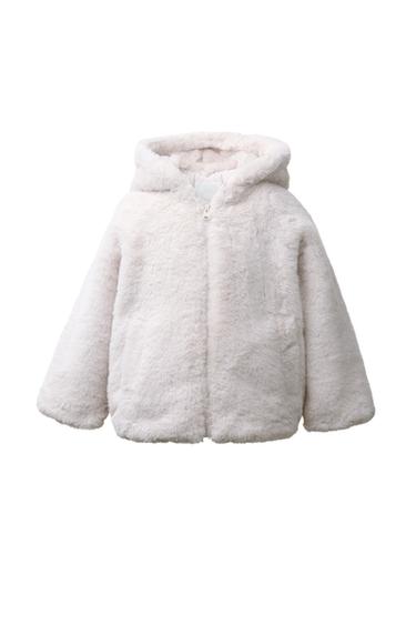 CAZADORA EFECTO PELO CAPUCHA - Crudo de Zara