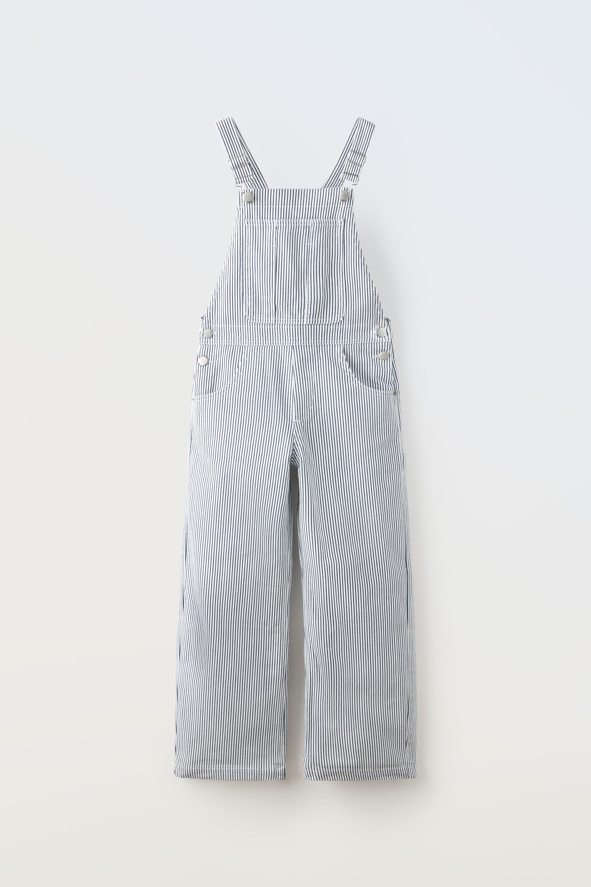 STRIPED DENIM FULL LENGTH OVERALLS