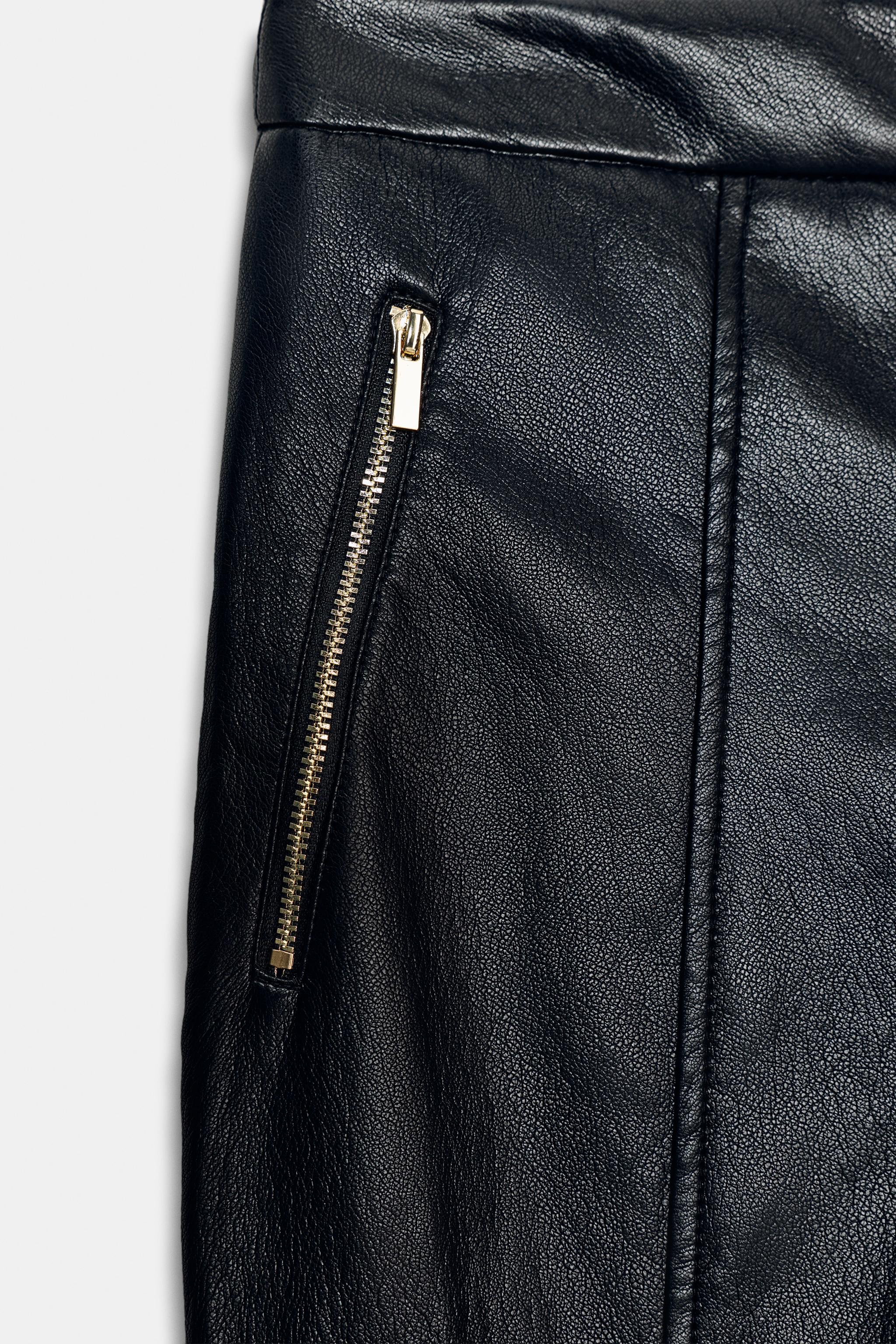 FAUX LEATHER FLARE PANTS