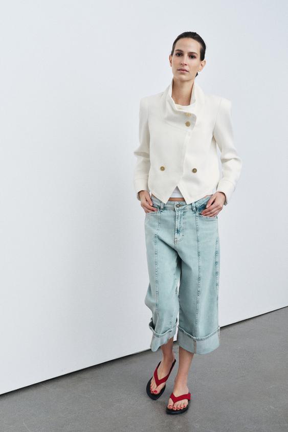 JEANS ZW COLLECTION CAPRI TIRO MEDIO - Azul claro de Zara - Imagen 0