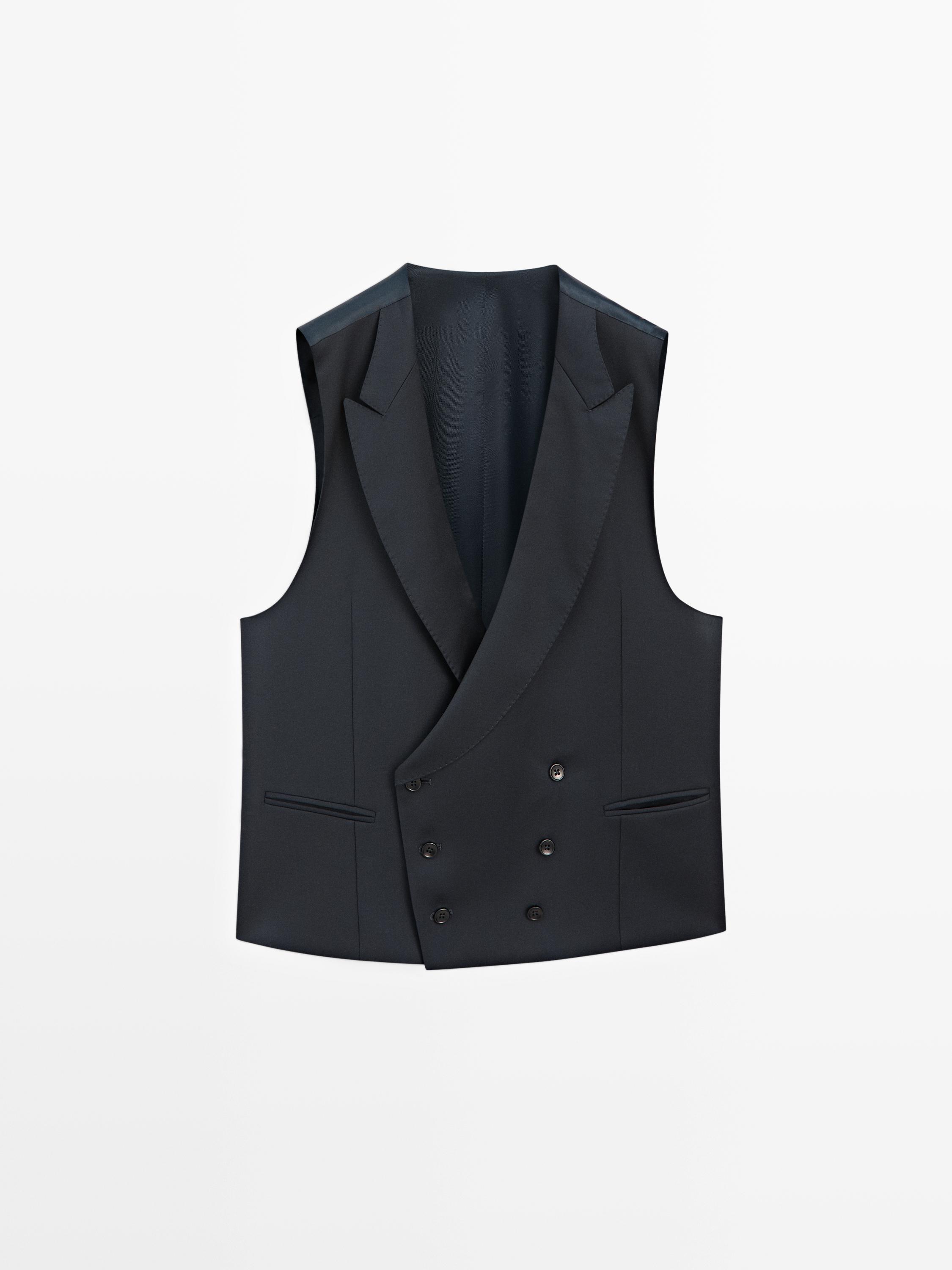 Cool wool suit waistcoat — Navy blue