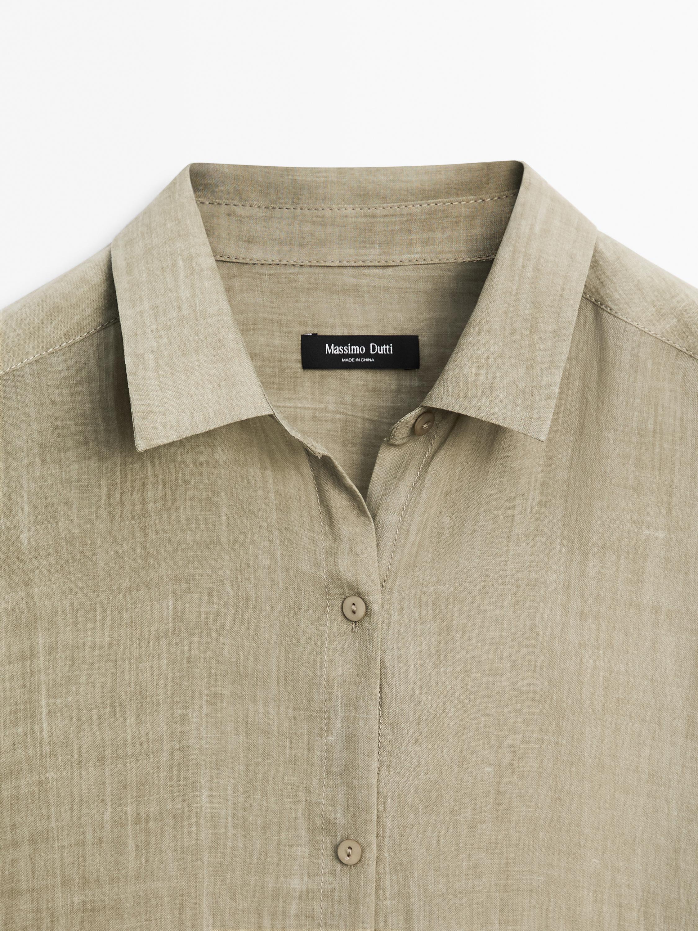 Semi-sheer ramie blend oversize blouse