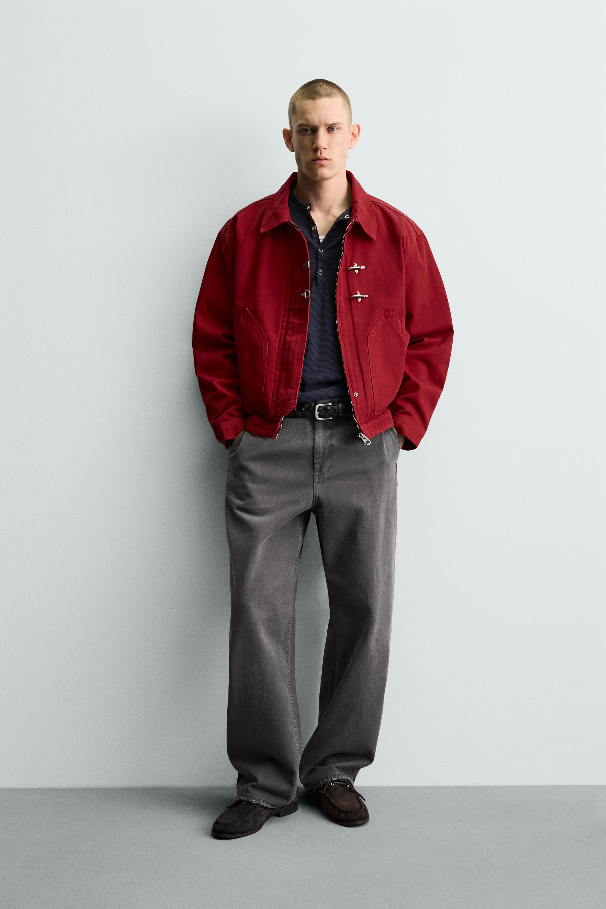 BOXY FIT FIREMAN CLASP JACKET - Red / Black | ZARA United States