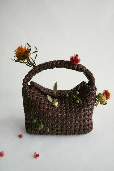Zara Braided leather mini bag - Burgundy
