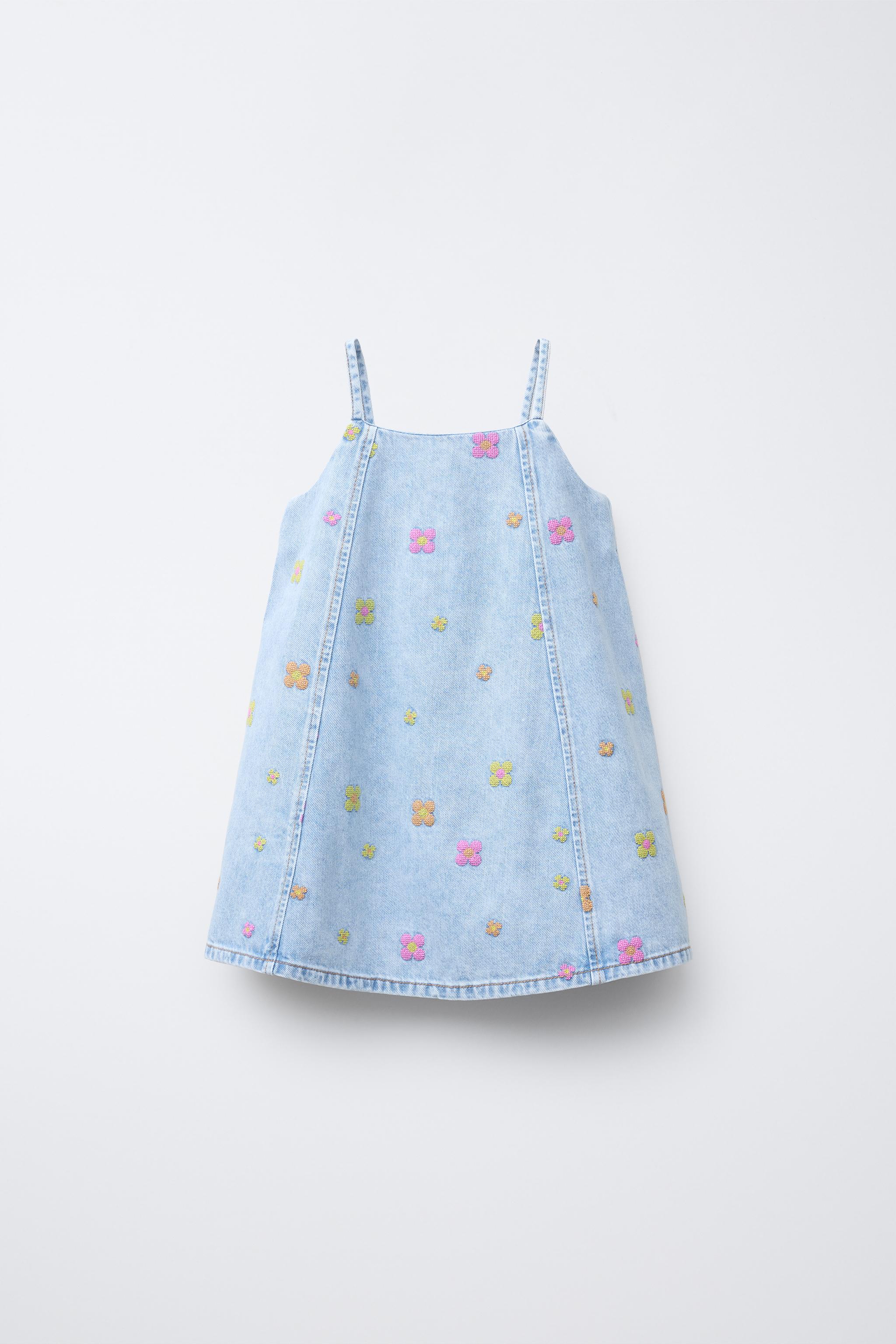 大特価 花柄刺繍入りデニムワンピース - ライトブルー | ZARA Japan / 日本 トートバッグ