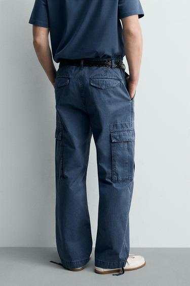 WASHED RELAXED FIT CARGO TROUSERS - Blue by Zara - Image 2