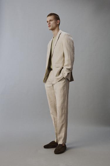 100% LINEN SUIT TROUSERS - Light beige by Zara - Image 3