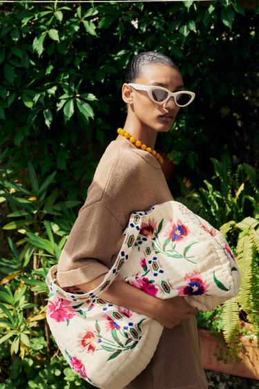 PROŠÍVANÁ TAŠKA S VÝŠIVKOU - Přírodní od Zara