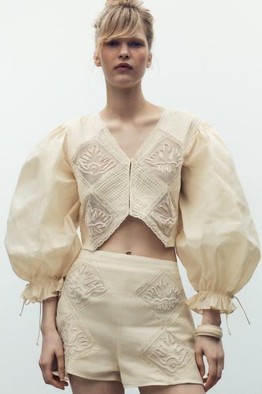 LIMITED EDITION PLEATED LACE SHIRT - Ecru by Zara
