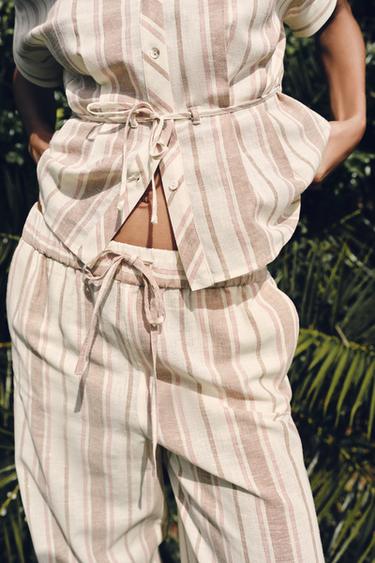 METALLIC THREAD STRIPED WIDE-LEG TROUSERS - Multicoloured by Zara - Image 2