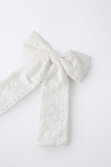 BOW SCRUNCHIE AND HAIR CLIP - White by Zara - Image 1