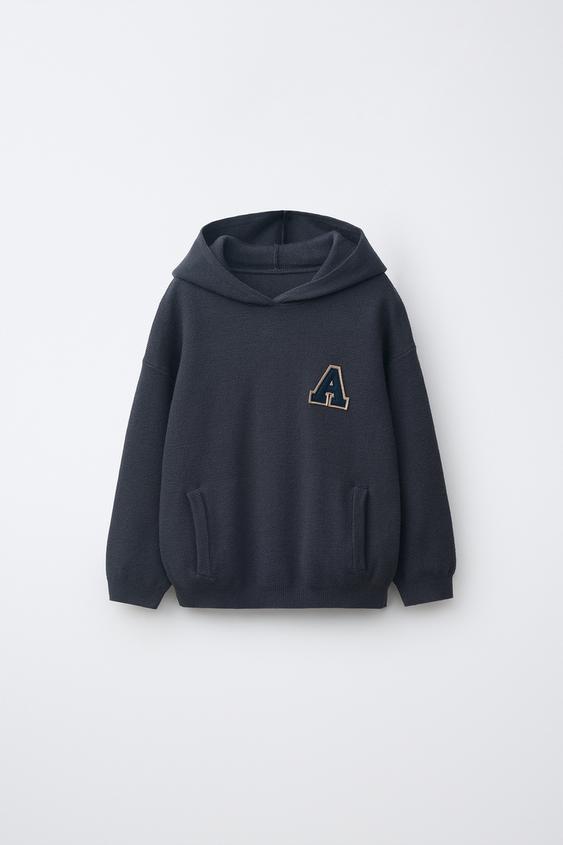 SUDADERA PUNTO CAPUCHA - Gris azul de Zara - Imagen 0