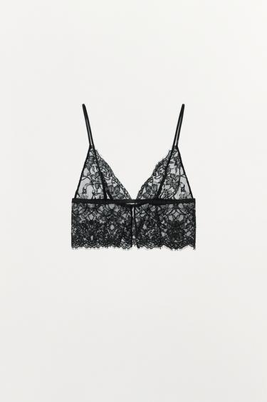 BRALETTE TRIANGULAR ENCAJE - Negro de Zara