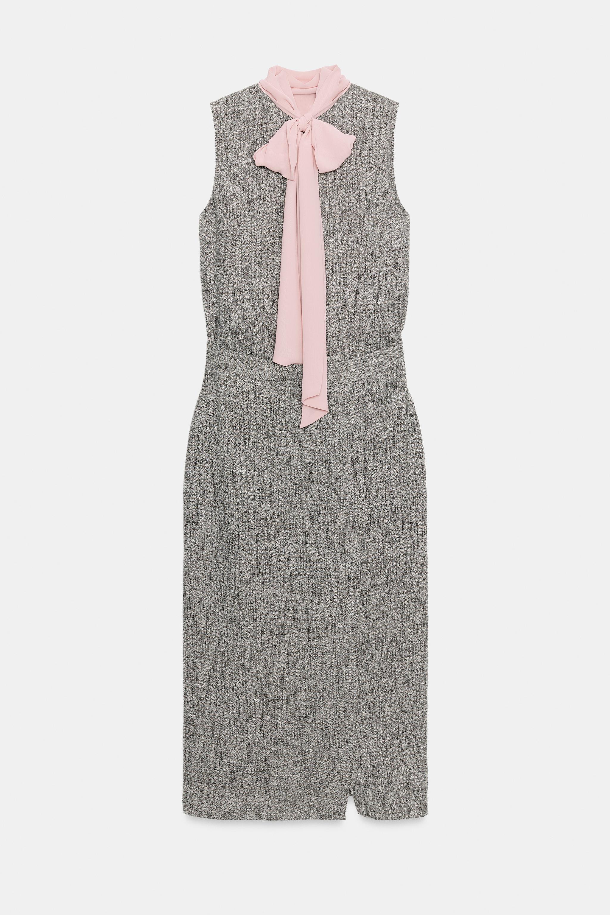 CONTRASTING TIE MIDI DRESS