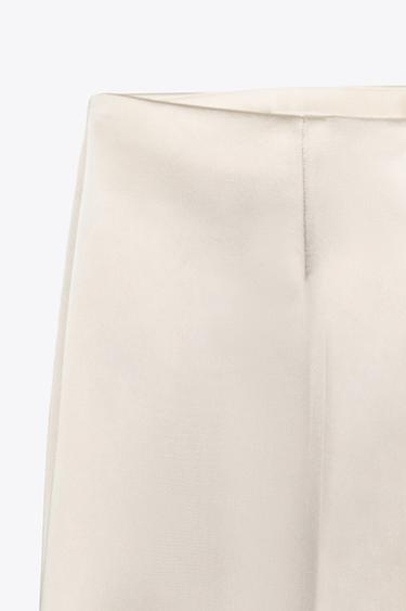 HIGH-WAIST SATIN TROUSERS - Beige by Zara - Image 6