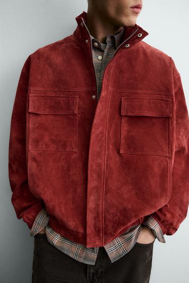 BLOUSON EN CUIR COUPE DÉCONTRACTÉE - BORDEAUX de Zara - Image 6