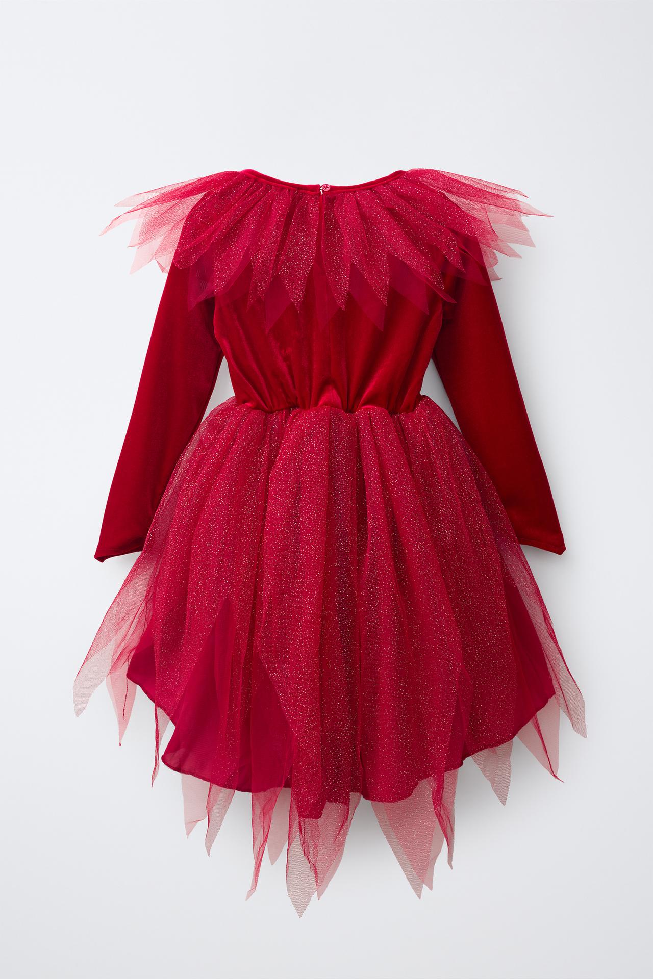 GLITTER TULLE DEVIL DRESS COSTUME — Red