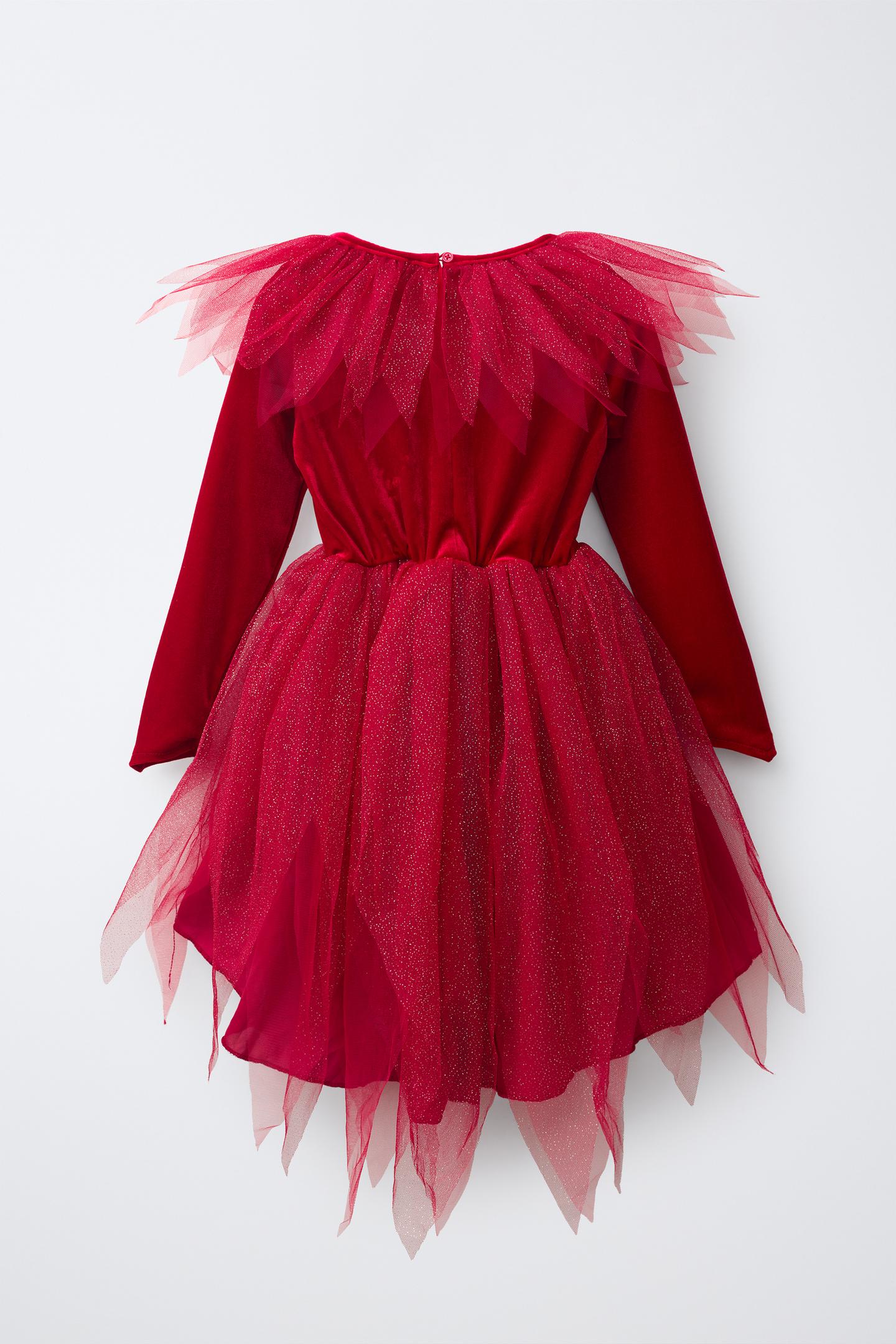 Детское платье Zara Glitter Tulle Devil Dress Costume, цвет: Красный — фото 2