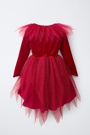 GLITTER TULLE DEVIL DRESS COSTUME — Red 2