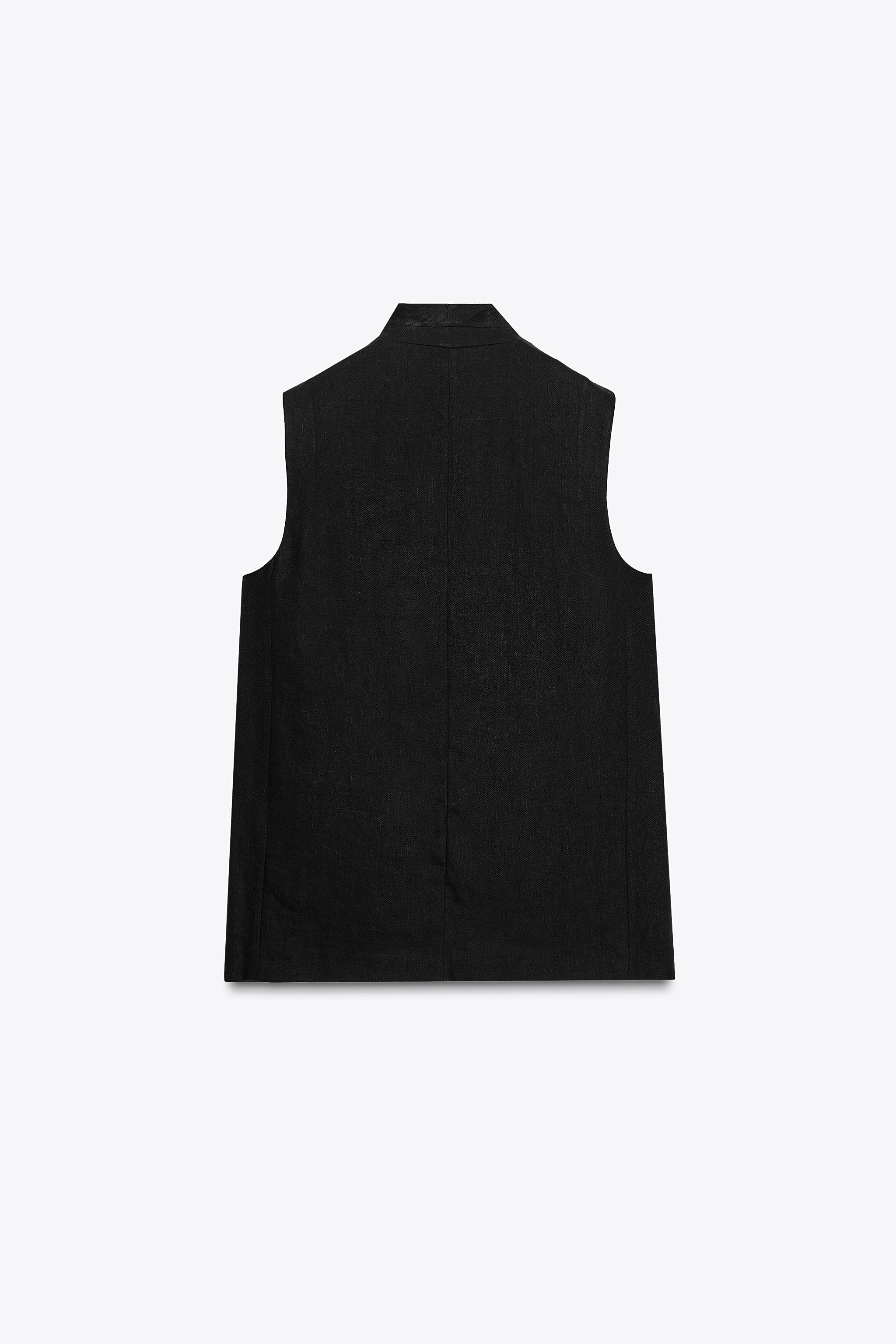 リネンブレンドベスト ZWコレクション - ブラック | ZARA Japan