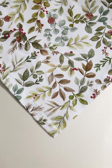 RESIN-COATED COTTON CHRISTMAS TABLECLOTH WITH LEAVES - Yellow by Zara - Image 2