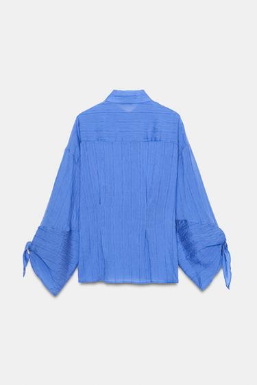 STRIPED SHIRT WITH BOWS - Blue by Zara - Image 7