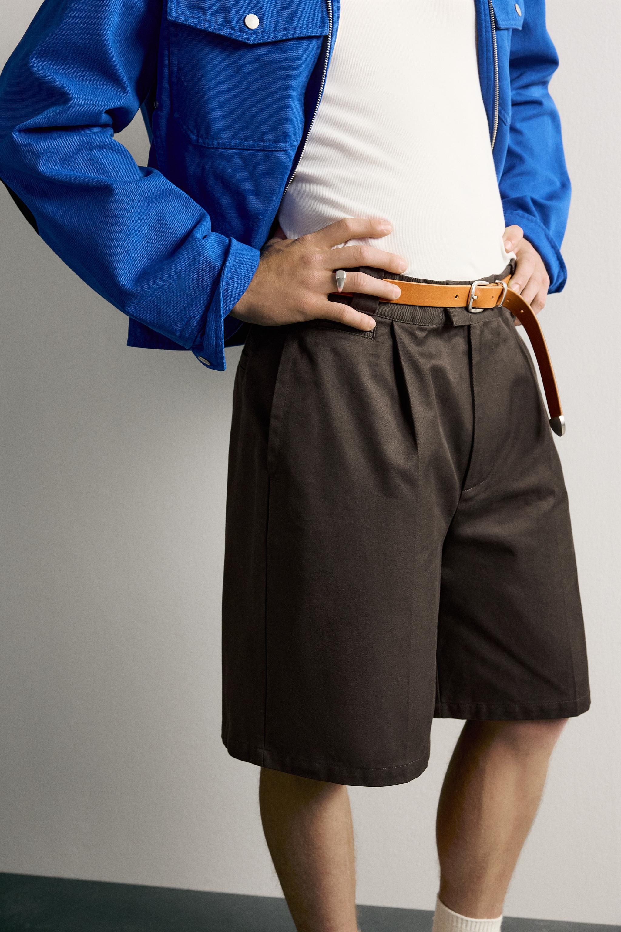 Zara PİLİLİ RELAXED FIT BERMUDA görsel 6