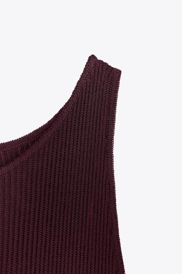 ROBE LONGUE EN MAILLE CÔTELÉE - Grenat de Zara - Image 9