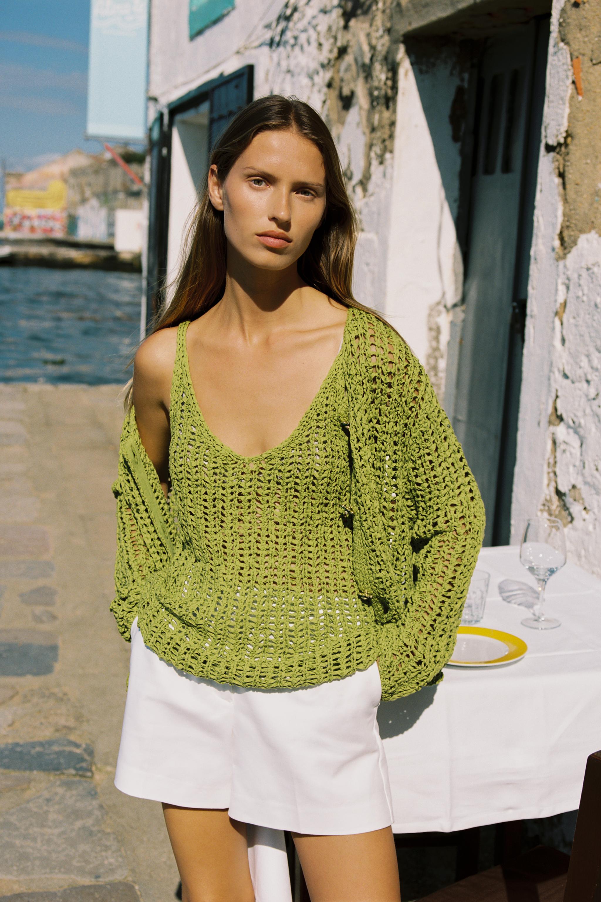 RIBBON KNIT TOP - Green | ZARA United States