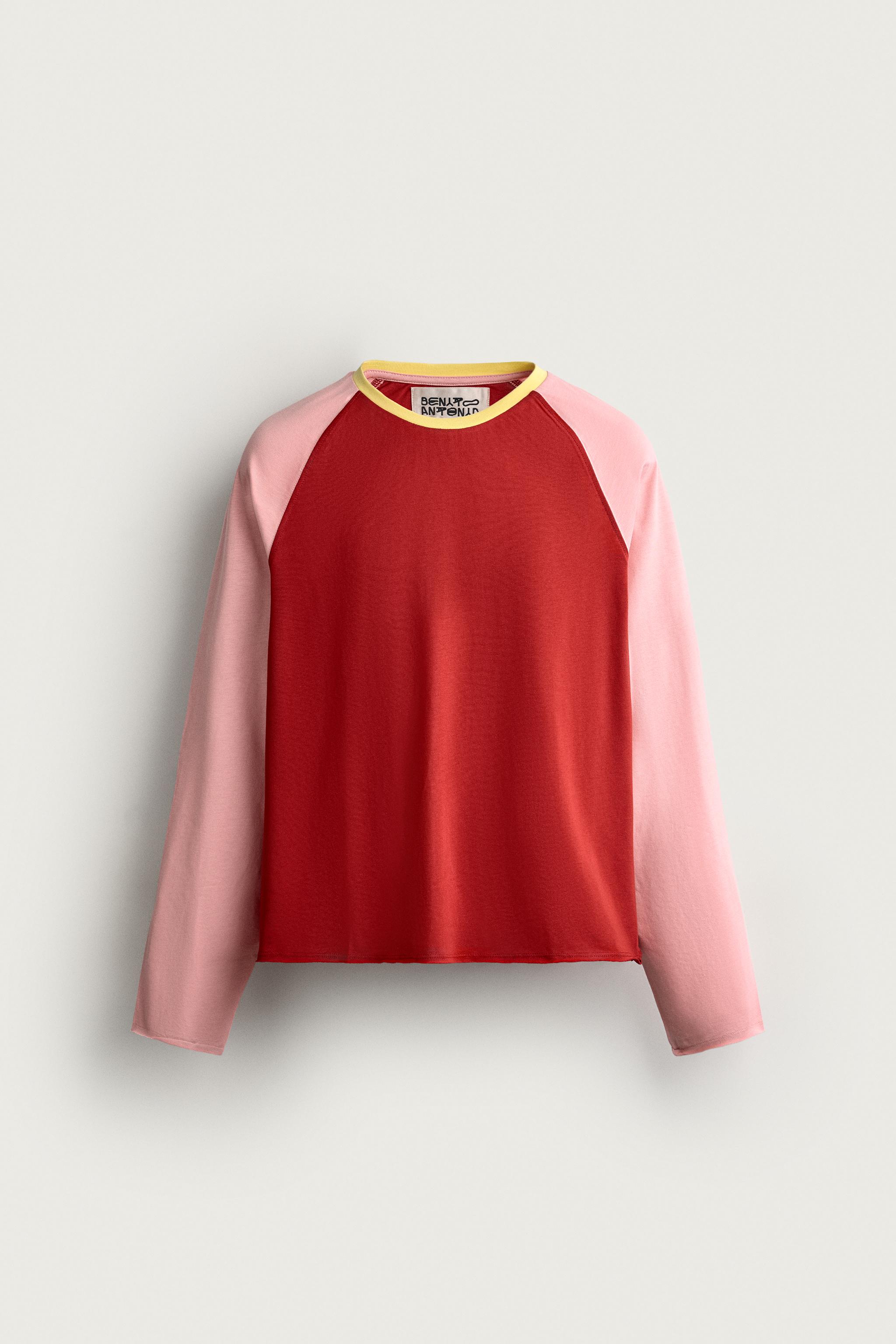 Zara COLOR BLOCK CROP FIT T-SHIRT