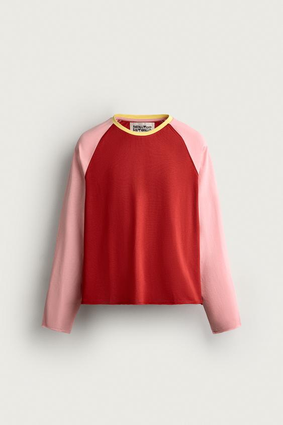 COLOUR BLOCK CROPPED FIT T-SHIRT - Pinks by Zara - Image 0