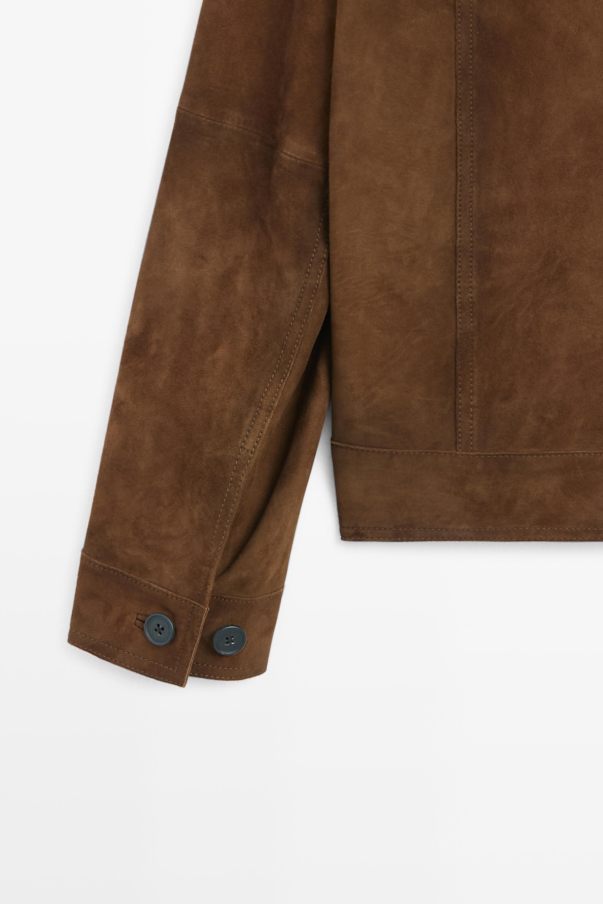 Veste avec poches en cuir et daim