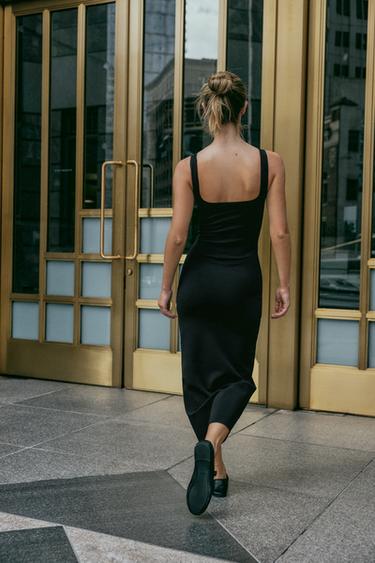 ROBE MIDI STRETCH FLEURS - Noir de Zara - Image 2