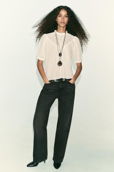 Zara 手工風格織紋罩衫 - 裸色