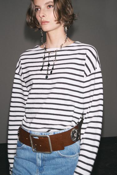 CAMISETA MANGA LARGA RAYAS - Azul / Blanco de Zara