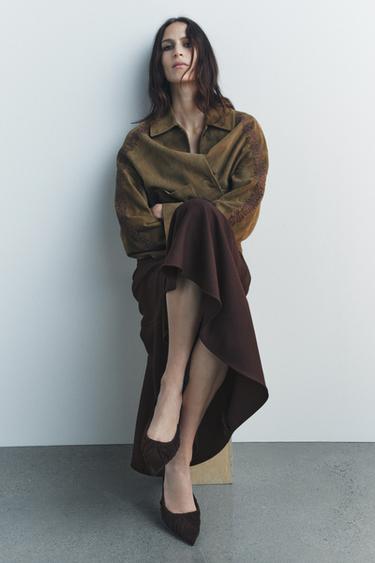 GATHERED VELVET EFFECT SLINGBACKS - Brown by Zara - Image 0