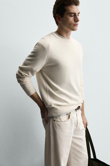 PULL STRUCTURÉ EN COTON - Blanc cassé de Zara - Image 5