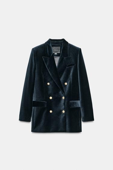 ZW COLLECTION LIMITED EDITION VELVET BLAZER - Blue by Zara