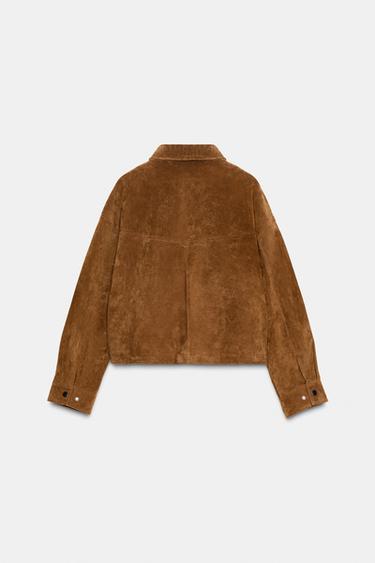100% LEATHER BOMBER JACKET - whisky by Zara - Image 7