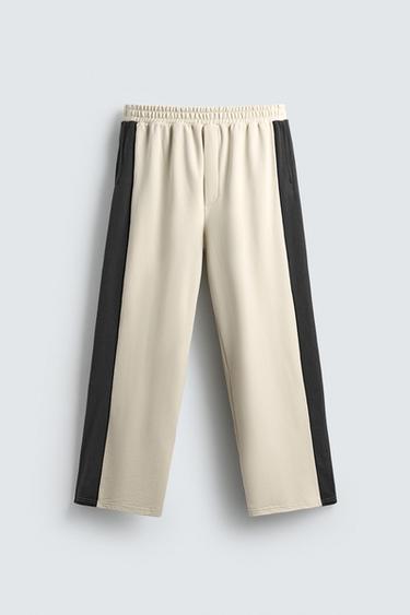 PANTALON DE JOGGING COUPE LARGE AVEC BANDES - Blanc ivoire de Zara - Image 6