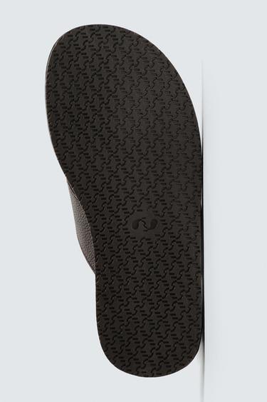 SANDALES À BRIDES EN CUIR - Marron de Zara - Image 3