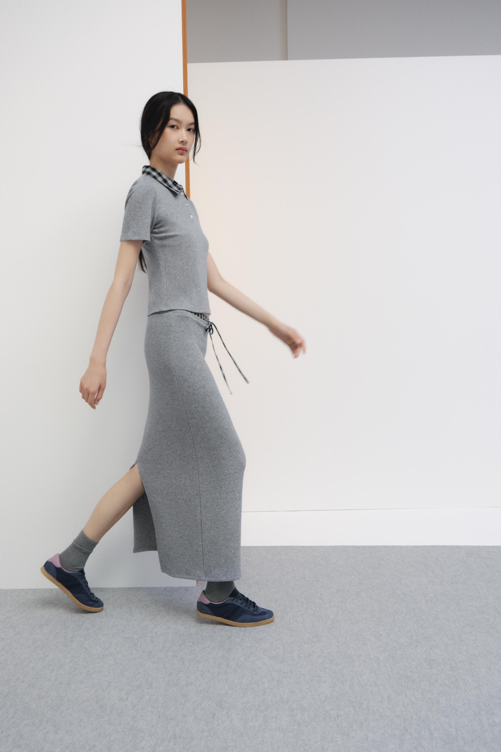 コントラスト配色ポロシャツトップス - グレー | ZARA Japan / 日本