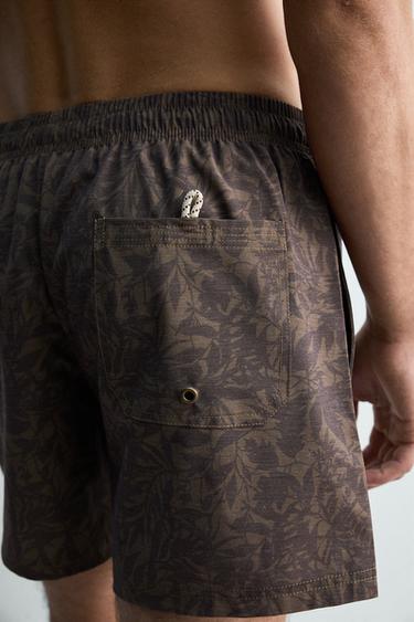 MID-LENGTH FLORAL PRINT SWIM SHORTS - Brown by Zara - Image 5