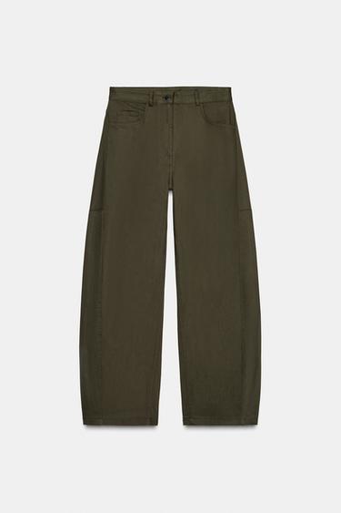 Zara BALLOON PANTS ZW COLLECTION - Dark green