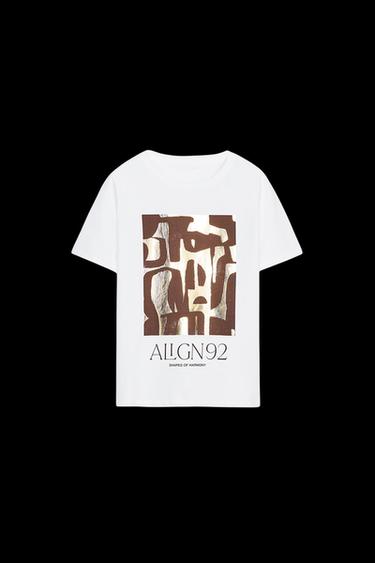 CAMISETA ESTAMPACIÓN METALIZADA - Dorado de Zara