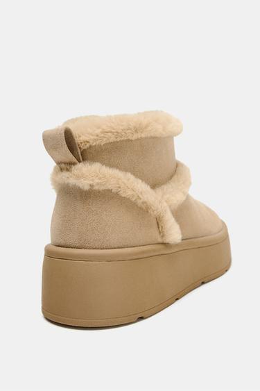 SOFT FAUX FUR ANKLE BOOTS - Brown by Zara - Image 5